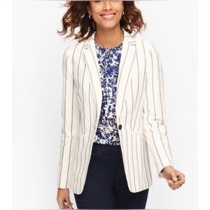 TALBOTS 🆕 Classic Neutrals Stripe Linen Blazer. Size 16.